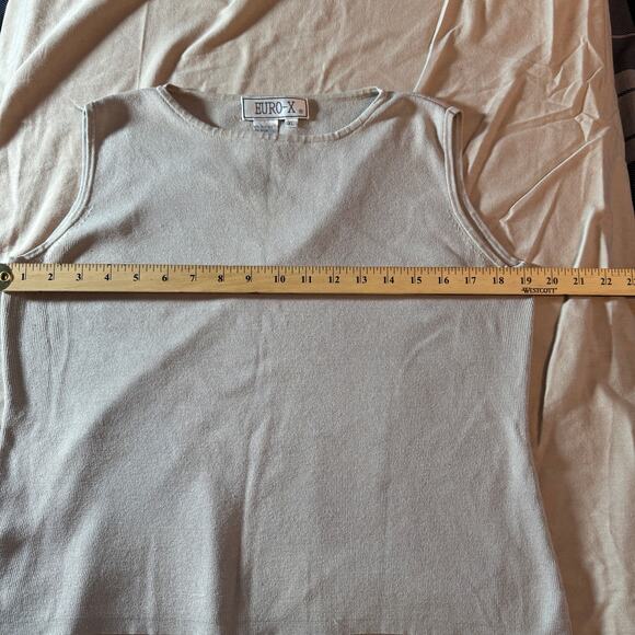 Vintage Euro-X sz XL Silk Blend Silver Sleeveless Sweater Blouse Top Stretch - Picture 4 of 5